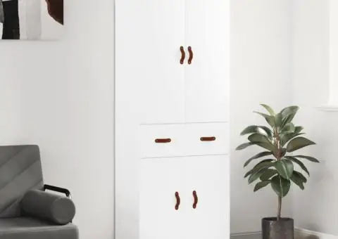 Dulap înalt, alb, 69,5x34x180 cm, lemn compozit - 1/5