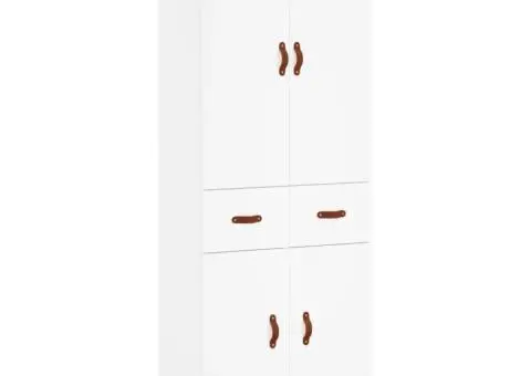 Dulap înalt, alb, 69,5x34x180 cm, lemn compozit - 2/5