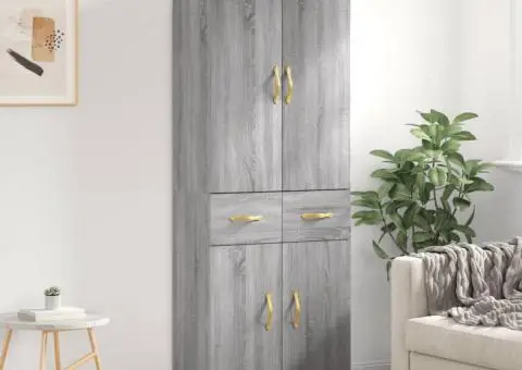 Dulap înalt, gri sonoma, 69,5x34x180 cm, lemn compozit - 1/5