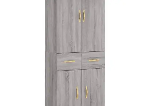 Dulap înalt, gri sonoma, 69,5x34x180 cm, lemn compozit - 2/5