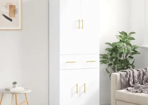 Dulap înalt, alb, 69,5x34x180 cm, lemn compozit - 1/5