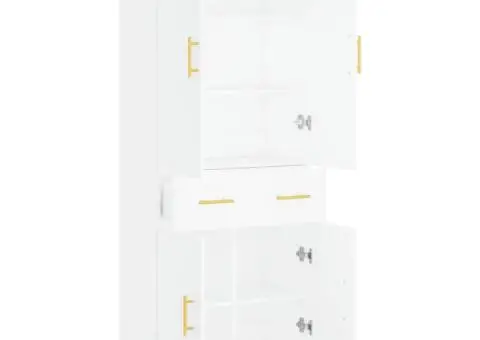 Dulap înalt, alb, 69,5x34x180 cm, lemn compozit - 4/5