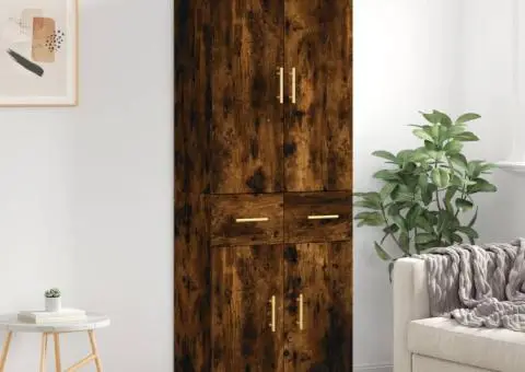 Dulap înalt, stejar fumuriu, 69,5x34x180, lemn compozit - 1/5