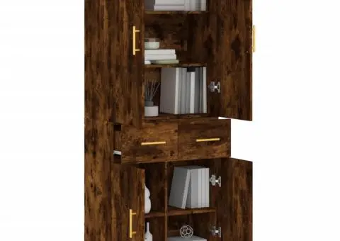 Dulap înalt, stejar fumuriu, 69,5x34x180, lemn compozit - 3/5