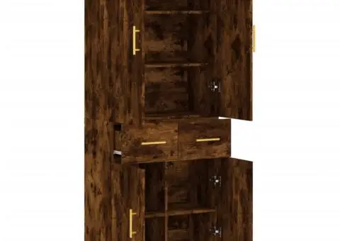 Dulap înalt, stejar fumuriu, 69,5x34x180, lemn compozit - 4/5