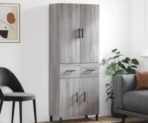 vidaXL Dulap înalt, gri sonoma, 69,5x34x180 cm, lemn compozit