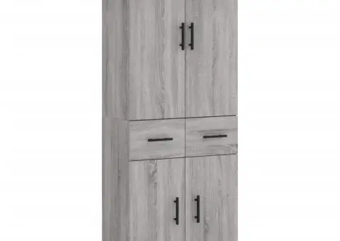 Dulap înalt, gri sonoma, 69,5x34x180 cm, lemn compozit - 2/5