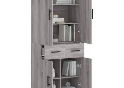 Dulap înalt, gri sonoma, 69,5x34x180 cm, lemn compozit - 3/5