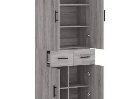 Dulap înalt, gri sonoma, 69,5x34x180 cm, lemn compozit - 4/5