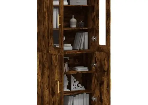 Dulap înalt, stejar fumuriu, 69,5x34x180, lemn compozit - 3/5