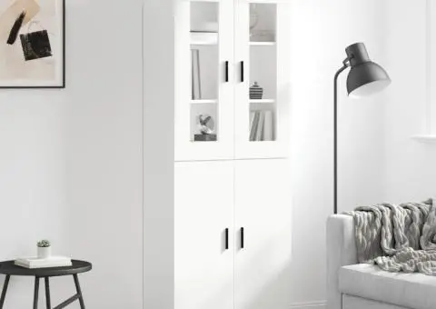 Dulap înalt, alb, 69,5x34x180 cm, lemn compozit - 1/5