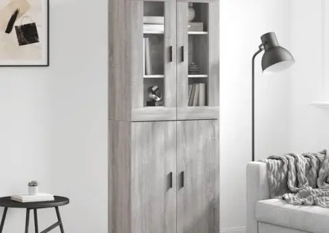 Dulap înalt, gri sonoma, 69,5x34x180 cm, lemn compozit - 1/5