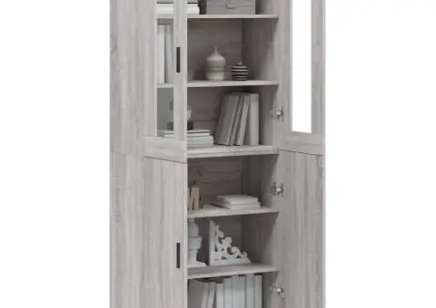 Dulap înalt, gri sonoma, 69,5x34x180 cm, lemn compozit - 3/5