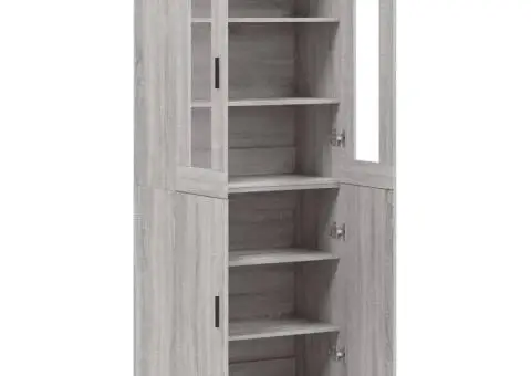 Dulap înalt, gri sonoma, 69,5x34x180 cm, lemn compozit - 4/5