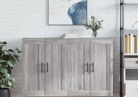 Dulapuri montate pe perete, 2 buc, gri Sonoma, lemn prelucrat - 1/5