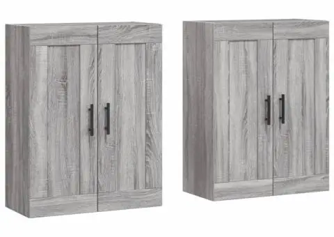 Dulapuri montate pe perete, 2 buc, gri Sonoma, lemn prelucrat - 2/5