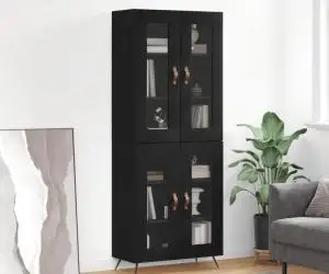 vidaXL Dulap înalt, negru, 69,5x34x180 cm, lemn compozit