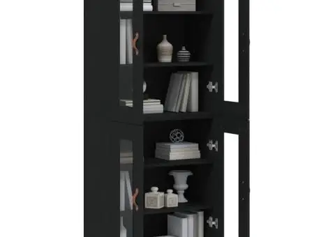 Dulap înalt, negru, 69,5x34x180 cm, lemn compozit - 3/5