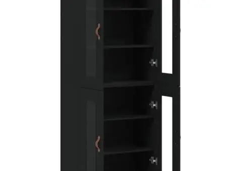 Dulap înalt, negru, 69,5x34x180 cm, lemn compozit - 4/5