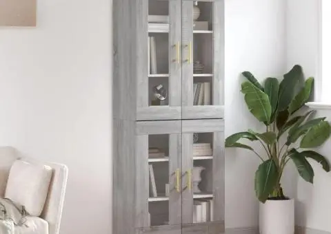 Dulap înalt, gri sonoma, 69,5x34x180 cm, lemn compozit - 1/5