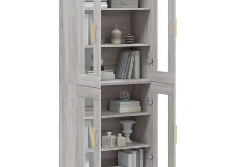 Dulap înalt, gri sonoma, 69,5x34x180 cm, lemn compozit - 3/5