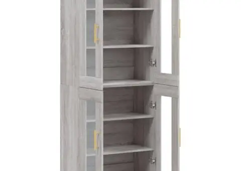 Dulap înalt, gri sonoma, 69,5x34x180 cm, lemn compozit - 4/5