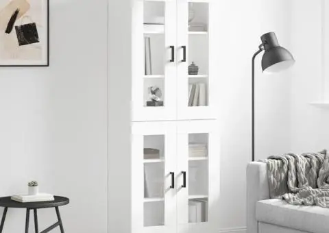 Dulap înalt, alb, 69,5x34x180 cm, lemn compozit - 1/5