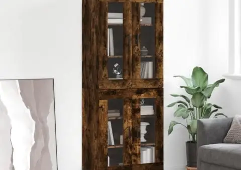 Dulap înalt, stejar fumuriu, 69,5x34x180, lemn compozit - 1/5