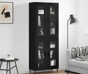 vidaXL Dulap înalt, negru, 69,5x34x180 cm, lemn compozit
