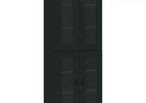 Dulap înalt, negru, 69,5x34x180 cm, lemn compozit - 2/5