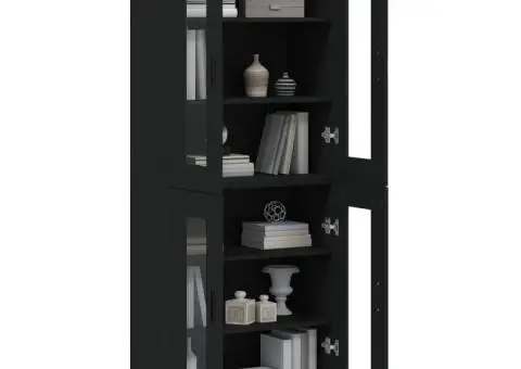 Dulap înalt, negru, 69,5x34x180 cm, lemn compozit - 3/5