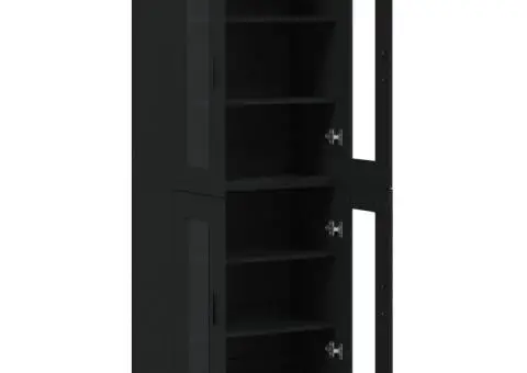 Dulap înalt, negru, 69,5x34x180 cm, lemn compozit - 4/5