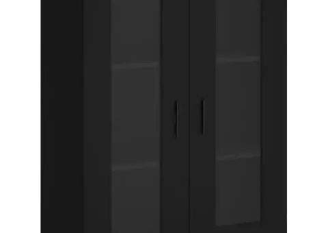 Dulap înalt, negru, 69,5x34x180 cm, lemn compozit - 5/5