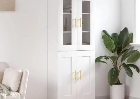 Dulap înalt, alb, 69,5x34x180 cm, lemn compozit - 1/5