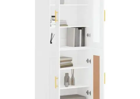 Dulap înalt, alb, 69,5x34x180 cm, lemn compozit - 3/5