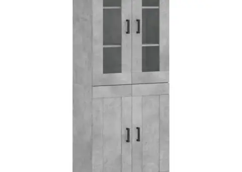 Dulap înalt, gri beton, 69,5x34x180, lemn compozit - 2/5