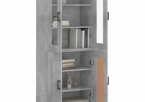 Dulap înalt, gri beton, 69,5x34x180, lemn compozit - 3/5