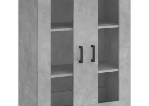 Dulap înalt, gri beton, 69,5x34x180, lemn compozit - 5/5