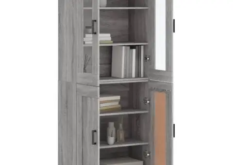 Dulap înalt, gri sonoma, 69,5x34x180 cm, lemn compozit - 3/5