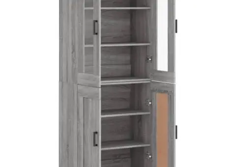 Dulap înalt, gri sonoma, 69,5x34x180 cm, lemn compozit - 4/5