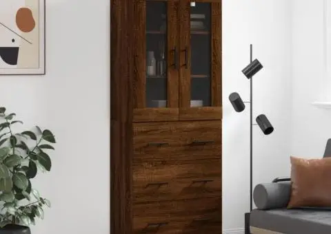 Dulap înalt, stejar maro, 69,5x34x180 cm, lemn compozit - 1/5