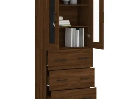 Dulap înalt, stejar maro, 69,5x34x180 cm, lemn compozit - 3/5