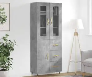vidaXL Dulap înalt, gri beton, 69,5x34x180, lemn compozit