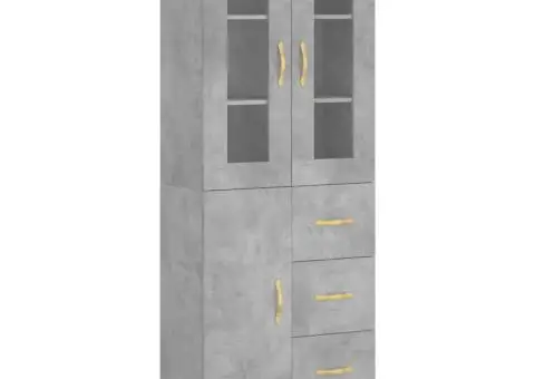 Dulap înalt, gri beton, 69,5x34x180, lemn compozit - 2/5