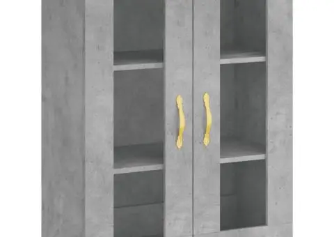 Dulap înalt, gri beton, 69,5x34x180, lemn compozit - 5/5