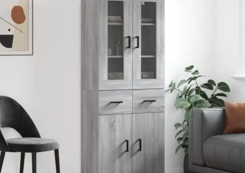 Dulap înalt, gri sonoma, 69,5x34x180 cm, lemn compozit - 1/5