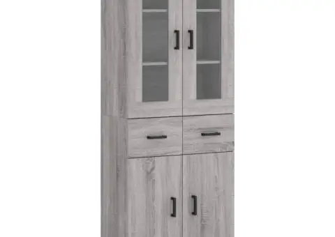 Dulap înalt, gri sonoma, 69,5x34x180 cm, lemn compozit - 2/5