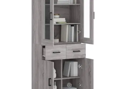 Dulap înalt, gri sonoma, 69,5x34x180 cm, lemn compozit - 3/5