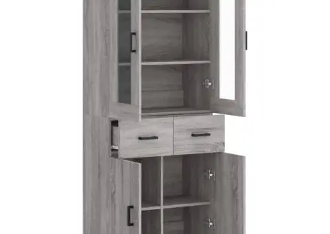 Dulap înalt, gri sonoma, 69,5x34x180 cm, lemn compozit - 4/5