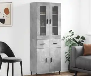 vidaXL Dulap înalt, gri beton, 69,5x34x180, lemn compozit